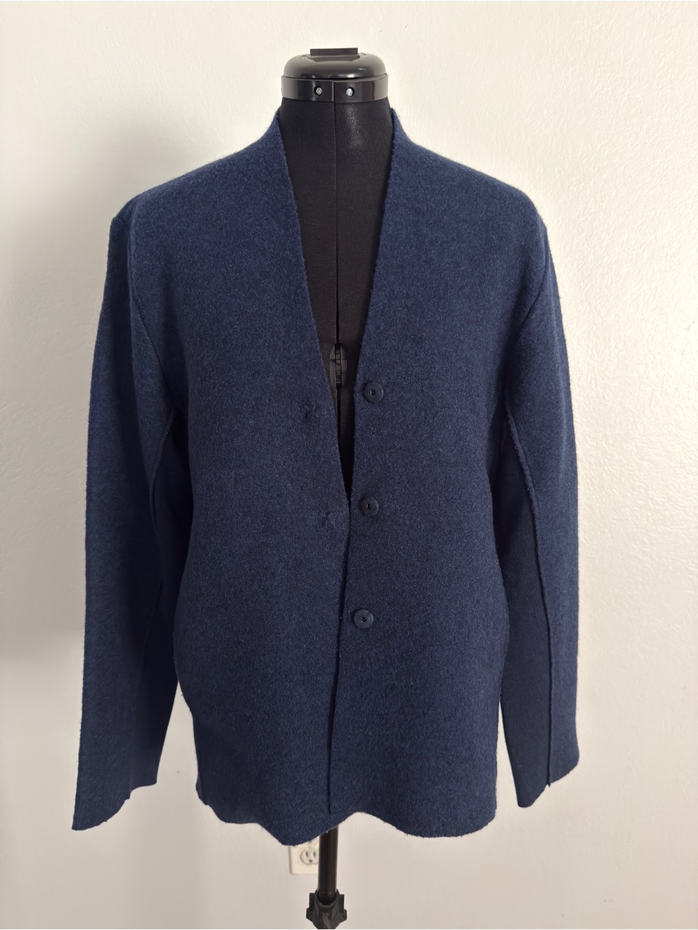 Eileen Fisher 100% Wool Snap Front Jacket – Navy Blue – Size Small - Picture 3 of 9